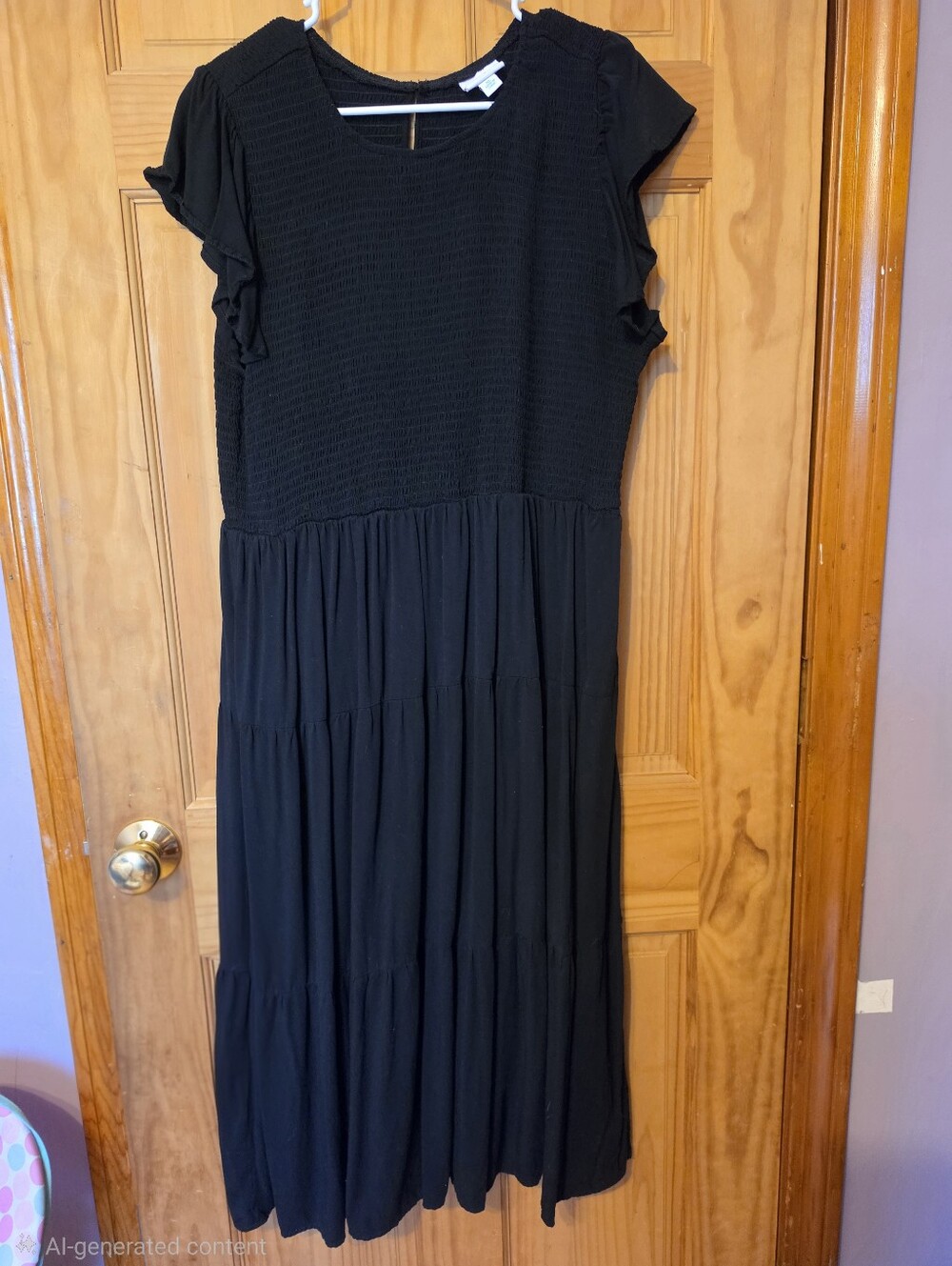 LuLaRoe Black Short-Sleeve Tiered Maxi Dress